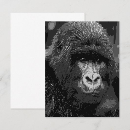 B&W Gorilla Face Invites Einladung (Vorne/Hinten)