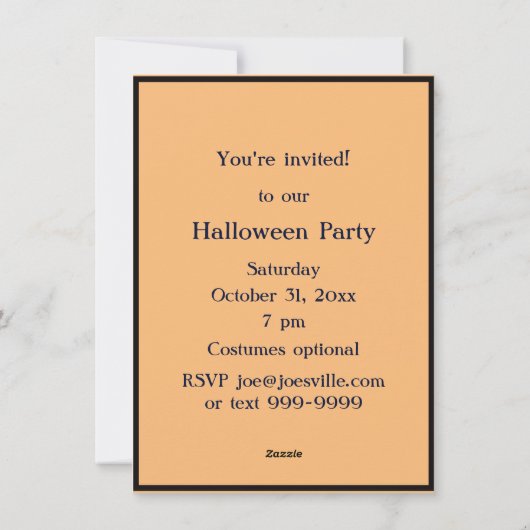 B/W Halloween Silhouette Girl Sitting Einladung (Rückseite)