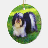 B&W Havanese auf Porzellan Keramik Ornament (Links)