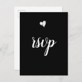 B&W Herzenhochzeit rsvp Postkarten (Vorne/Hinten)