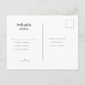 B&W Herzenhochzeit rsvp Postkarten (Rückseite)