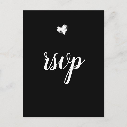 B&W Herzenhochzeit rsvp Postkarten (Vorderseite)