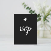 B&W Herzenhochzeit rsvp Postkarten (Stehend Vorderseite)