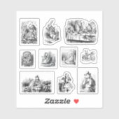 B&W Illustrationen Alice's Adventures in Wonderlan Aufkleber (Blatt)