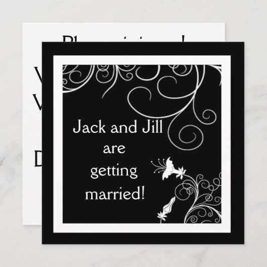 B & W Individuelle Einladungen zum Art Deco Design (Vorne/Hinten)