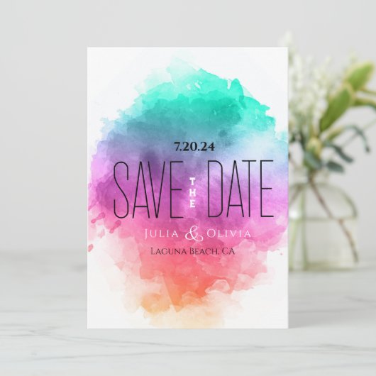 (B&W) Kreative Moderne Wasserfarbe Save the Date (Stehend Vorderseite)