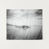 B&W lange Exposition eines Strandes in Rabac, Kroa Wandteppich (Vorderseite (Horizontal))