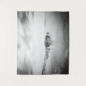 B&W lange Exposition eines Strandes in Rabac, Kroa Wandteppich (Vorderseite)