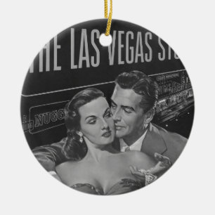 B&W Las Vegas Poster Keramik Ornament