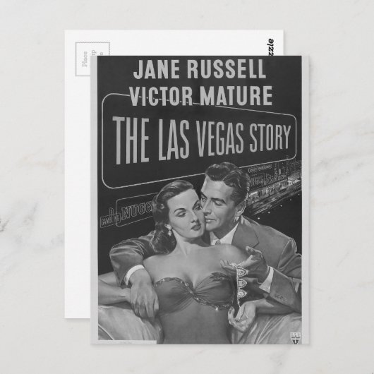 B&W Las Vegas Poster Postkarte (Vorne/Hinten)