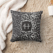 B & W Leopard Muster mit/ Custom Monogram & Name