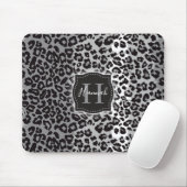 B & W Leopard Muster mit/ Custom Monogram & Name Mousepad (Mit Mouse)