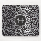B & W Leopard Muster mit/ Custom Monogram & Name Mousepad (Vorne)