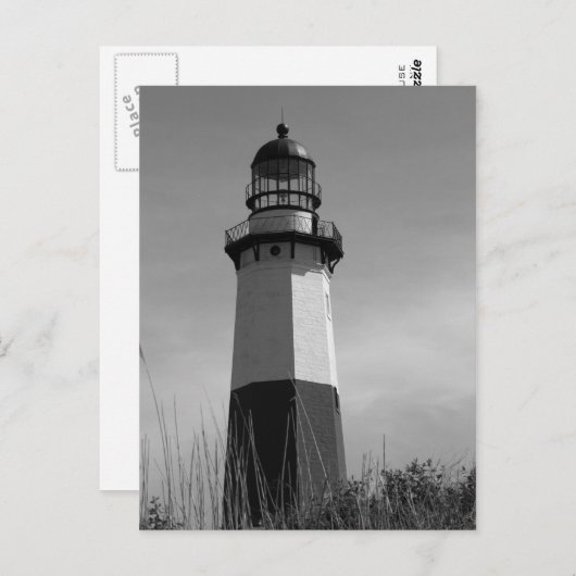 B&W - Leuchtturm von Montauk - Postkarte 2 (Vorne/Hinten)