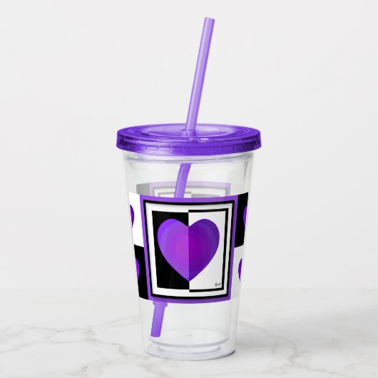 B&W Lila Hearbeating Acryltrinkbecher (Rückseite)