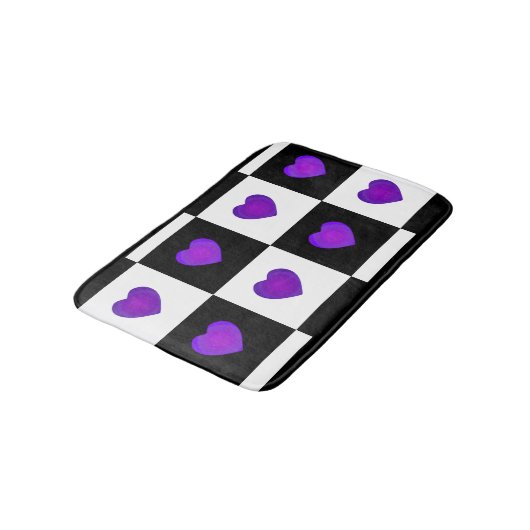 B&W Lila Hearbeating Badematte (Schrägansicht)