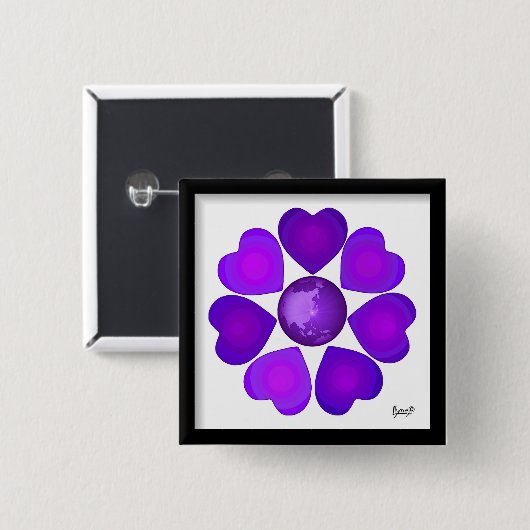 B&W Lila Hearbeating Button (Vorne & Hinten)