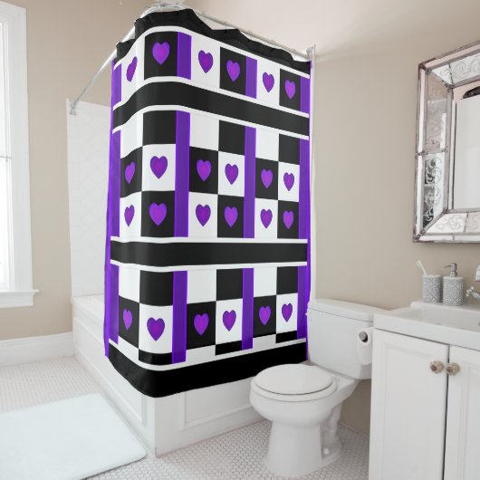 B&W Lila Hearbeating Duschvorhang (Beispiel)