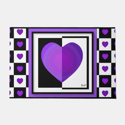 B&W Lila Hearbeating Fußmatte (Vorderseite)