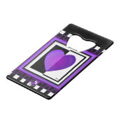 B&W Lila Hearbeating Geldbeutel Flaschenöffner (Vorderseite Schrägansicht)