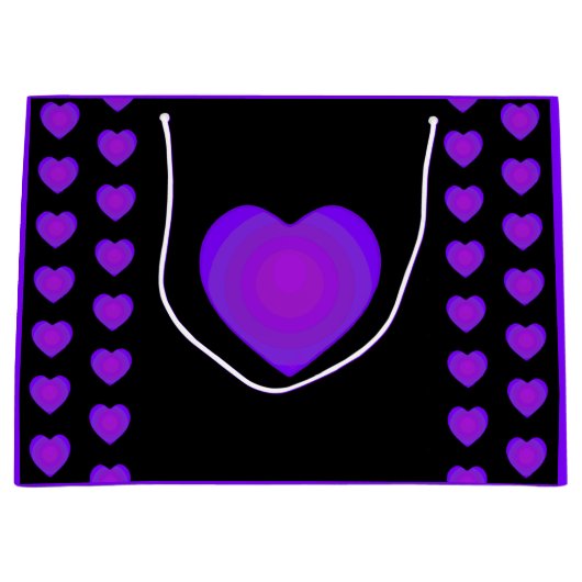 B&W Lila Hearbeating Große Geschenktüte (Vorderseite)