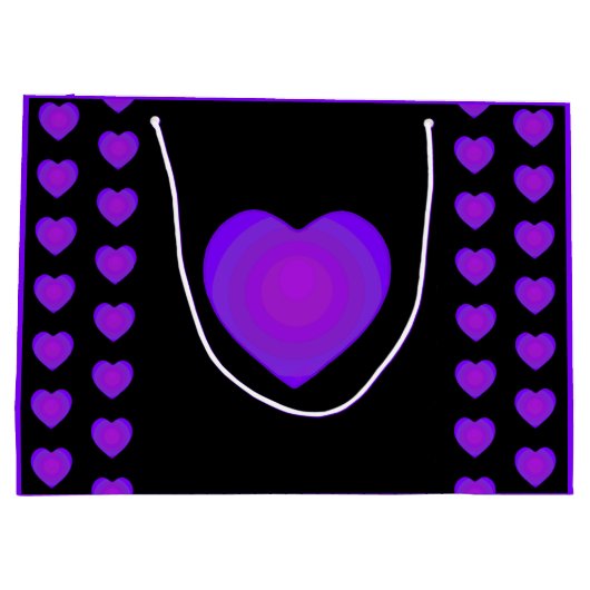 B&W Lila Hearbeating Große Geschenktüte (Rückseite)
