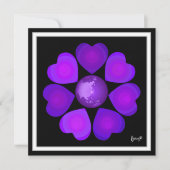 B&W Lila Hearbeating Karte (Vorderseite)