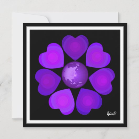 B&W Lila Hearbeating Karte (Vorderseite)
