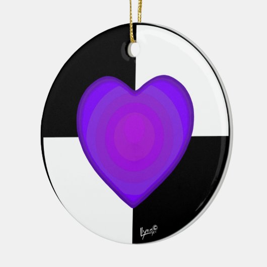 B&W Lila Hearbeating Keramik Ornament (Links)