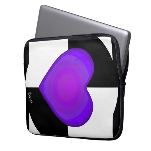 B&W Lila Hearbeating Laptopschutzhülle (Vorderseite Links)