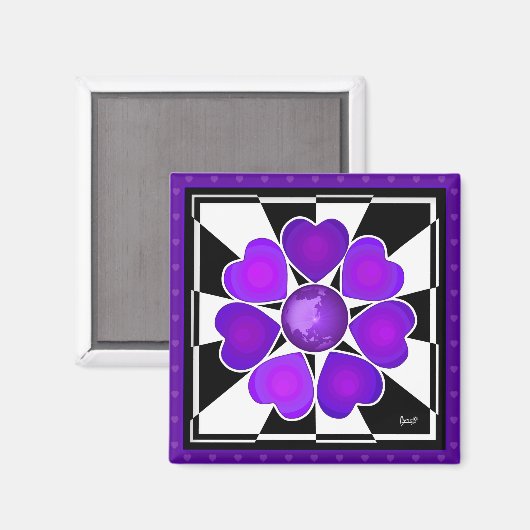 B&W Lila Hearbeating Magnet (Vorderseite/Rückseite)