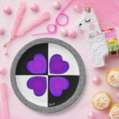 B&W Lila Hearbeating Pappteller (Party)