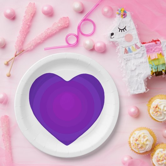 B&W Lila Hearbeating Pappteller (Party)