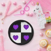 B&W Lila Hearbeating Pappteller (Party)