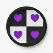 B&W Lila Hearbeating Pappteller (Vorderseite)