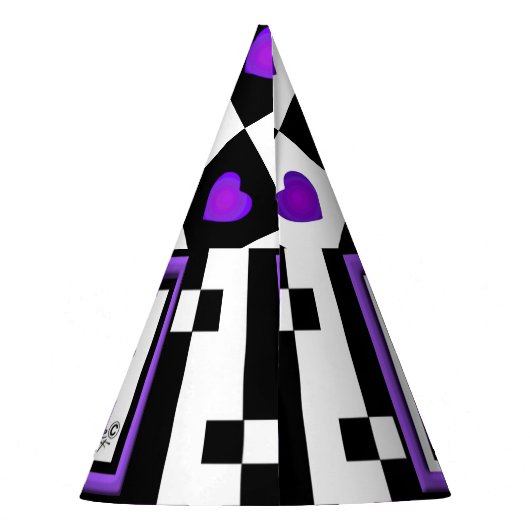 B&W Lila Hearbeating Partyhütchen (Rückseite)