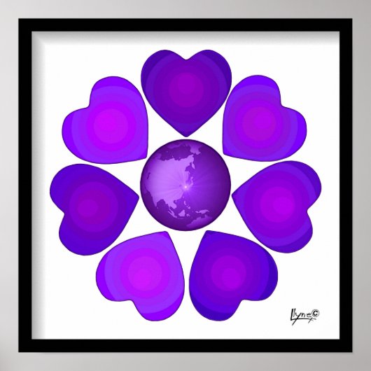 B&W Lila Hearbeating Poster (Vorne)