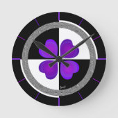 B&W Lila Hearbeating Runde Wanduhr (Vorderseite)