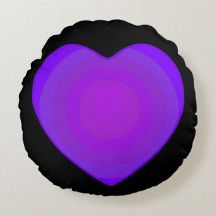 B&W Lila Hearbeating Rundes Kissen
