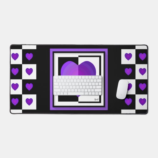 B&W Lila Hearbeating Schreibtischunterlage (Tastatur & Maus)