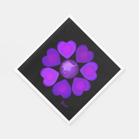 B&W Lila Hearbeating Serviette (Ecke)