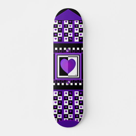 B&W Lila Hearbeating Skateboard (Vorne)