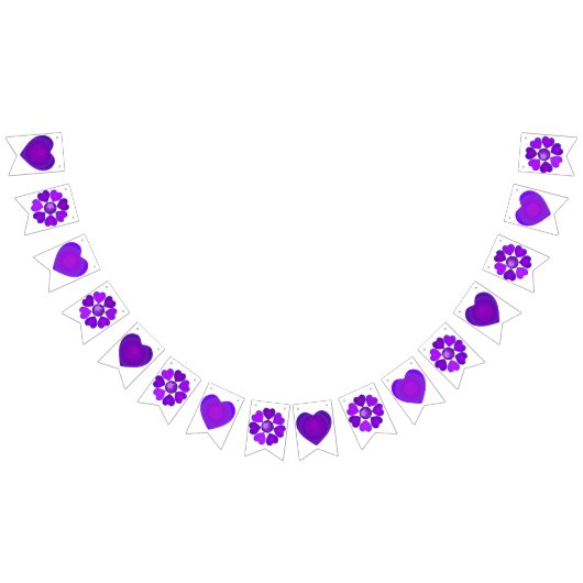 B&W Lila Hearbeating Wimpelkette (Alle)