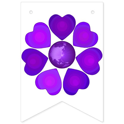 B&W Lila Hearbeating Wimpelkette (Zweite Fahne)