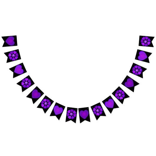 B&W Lila Hearbeating Wimpelkette (Alle)