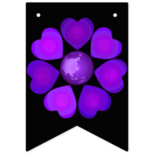 B&W Lila Hearbeating Wimpelkette (Zweite Fahne)