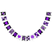 B&W Lila Hearbeating Wimpelkette (Alle)