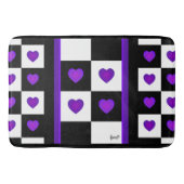 B&W Lila Hearts Beating Bath Mat Badematte (Vorderseite)