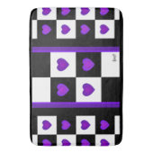 B&W Lila Hearts Beating Bath Mat Badematte (Vorderseite Vertikal)