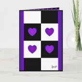 B&W Lila Hearts Beating Geburtstagskarte Karte (Vorderseite)